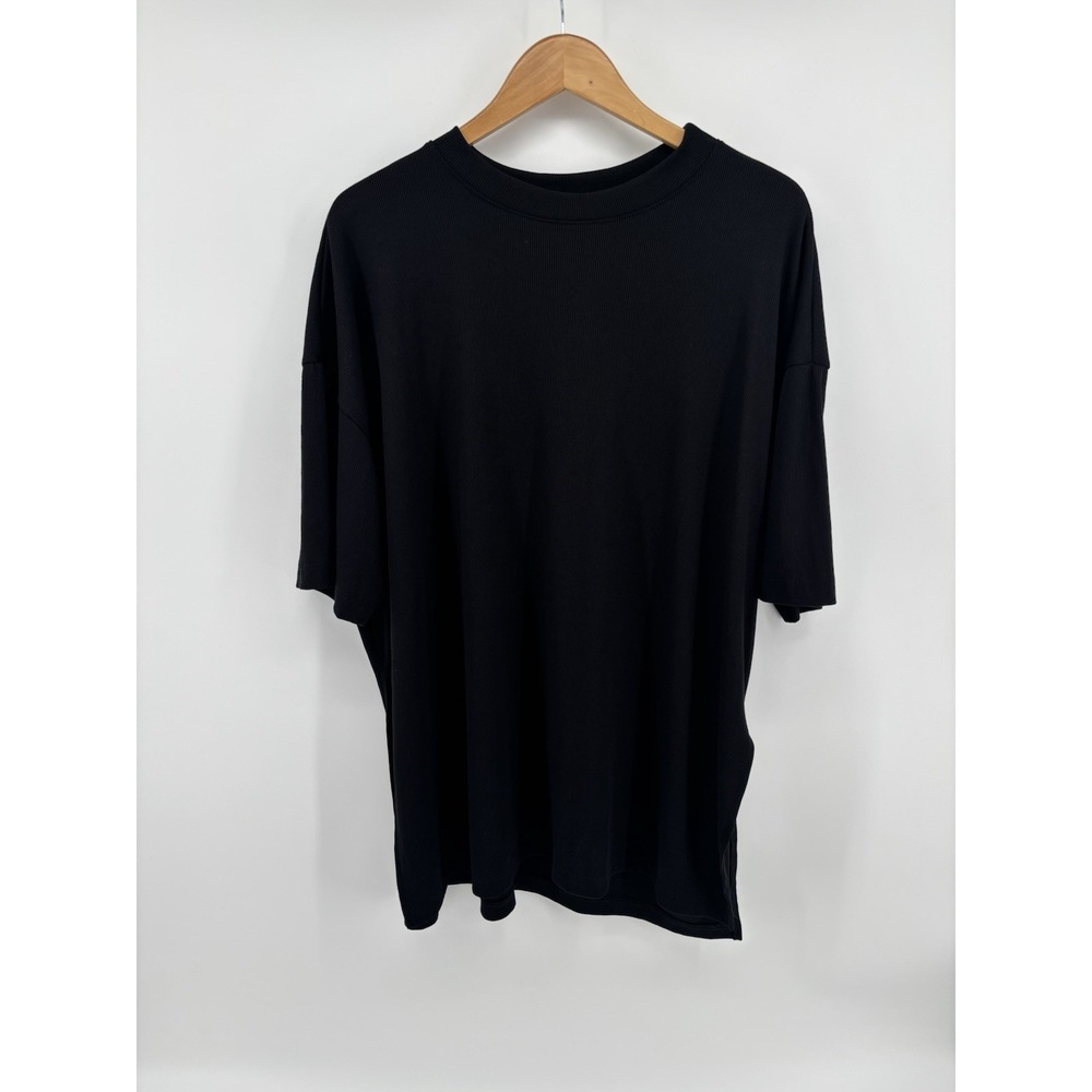 Dressed in LaLa Lex Ribbed Shirt Sz L Oversized Tunic Stretchy Relaxed Lounge